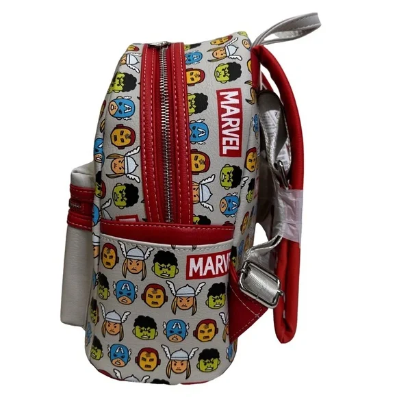 Loungefly Disney Parks Marvel Backpack 2024 Red and Gray Chibi Design Logo NWT - Picture 2 of 12